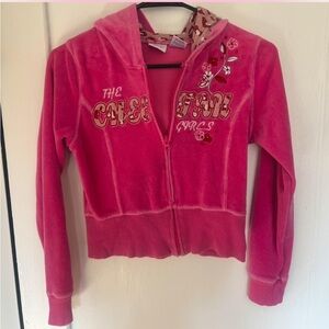 Official Cheetah girls branded velour zip up cropped hoodie.